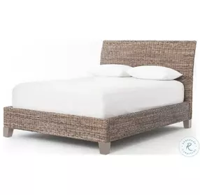 Banana Leaf Grey Wash Queen Platform Sleigh Bed
