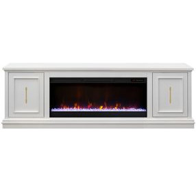 Jordan White 82" TV Stand with Fireplace