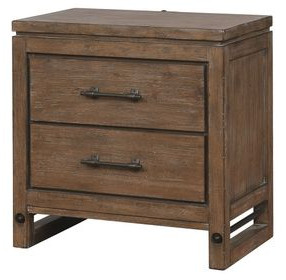 B00149 Brown 2 Drawer Nightstand with USB Charging and LED