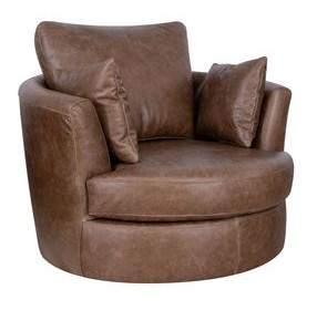 Jetson Bomber Tan Top Grain Leather Swivel Accent Chair