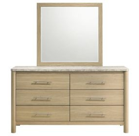 Joanna Natural 6 Drawer Dresser and Rectangular Mirror