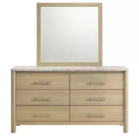 Joanna Natural 6 Drawer Dresser and Rectangular Mirror