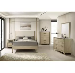 Joanna Natural and White Upholstered Bedroom Set