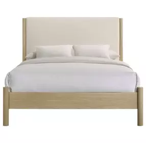 Joanna Natural and White Full Upholstered Panel Bed