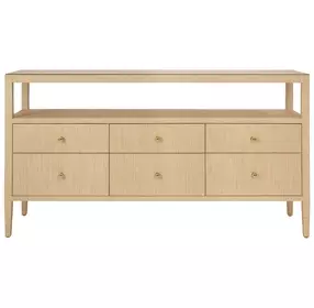 Jordan Natural Grasscloth 6 Drawer Tv Stand With Open Shelf