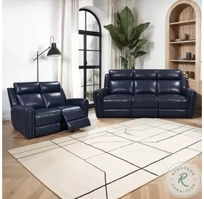 Jovial Blue Power Reclining Living Room Set