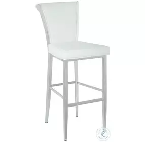 Joy White And Polish Stainless steel Bar Stool