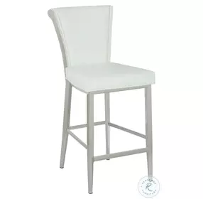 Joy White And Polish Stainless steel Counter Height Stool