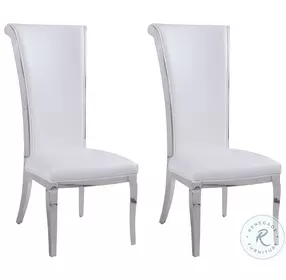 Joy White And Polish Stainless steel Tall Back Side Chair Set of 2