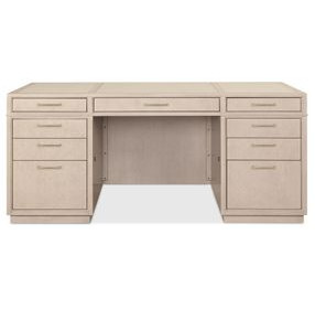 Marlowe Polished Limestone Leather 70" Executive Desk