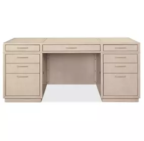 Marlowe Polished Limestone Leather 70" Executive Desk