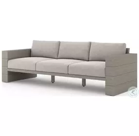 Leroy 96" Grey And Stone Grey Performance Fabric Outdoor Sofa