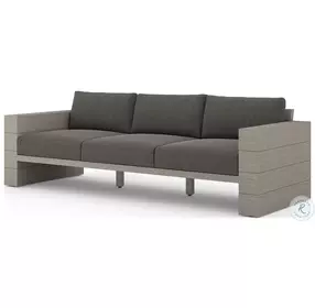Leroy 96" Grey And Charcoal Performance Fabric Outdoor Sofa
