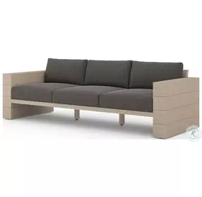 Leroy 96" Brown And Charcoal Performance Fabric Outdoor Sofa