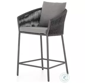 Porto Charcoal And Bronze Performance Fabric Outdoor Counter Height Stool