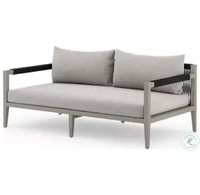 Sherwood Stone Gray and Weathered Gray Performance Fabric Outdoor Loveseat