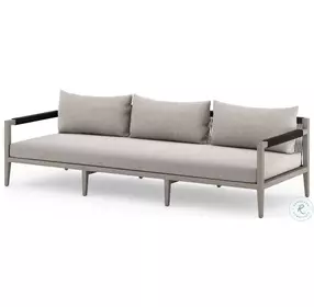 Sherwood Stone Gray and Weathered Gray Performance Fabric Outdoor Sofa