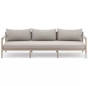 Sherwood Stone Gray and Washed Brown Performance Fabric Outdoor Sofa