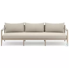 Sherwood Faye Sand and Washed Brown Performance Fabric Outdoor Sofa