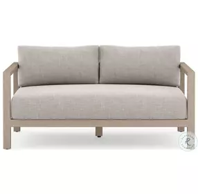 Sonoma Stone Grey And Washed Brown Performance Fabric Outdoor Loveseat
