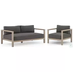 Sonoma Brown And Charcoal Performance Fabric 60" Outdoor Conversation Set