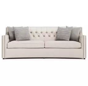 Candace Beige 96" Sofa with Nailhead Trim