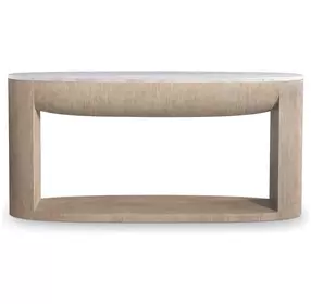 Loggia White and Aria Oval Travertine Top Console Table