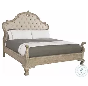 Campania Weathered Sand King Upholstered Panel Bed