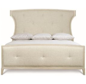 East Hampton Cerused Linen And Muted Gray King Upholstered Bed
