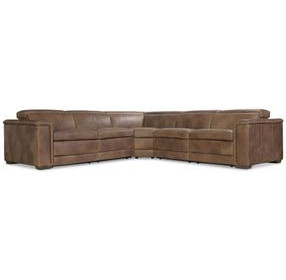 Lioni Brown Leather 3 Piece Modular Power Reclining Sectional with USB Charging