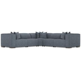 Bliss Blue 5 Piece Modular Power Reclining Sectional with Pillows
