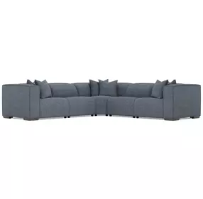 Bliss Blue 5 Piece Modular Power Reclining Sectional with Pillows