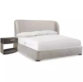 Geneve Beige and Robor Performance Fabric Upholstered Shelter Bedroom Set