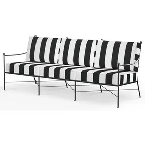 Provence Cabana Classic and White 76" Outdoor Sofa with Self Welt
