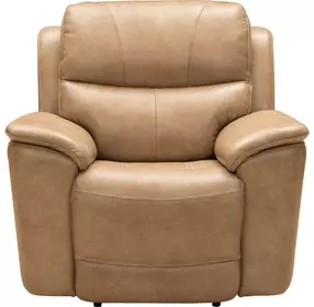 Kaden Elliott Taupe Leather Power Recliner with Power Lumbar and USB Charging