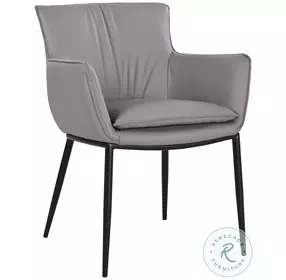 Kani Gray Leather Dining Arm Chair