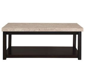 Caleb Espresso Rectangular Marble Top Coffee Table
