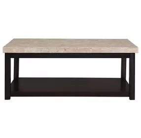 Caleb Espresso Rectangular Marble Top Coffee Table