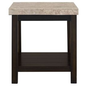 Caleb Espresso Rectangular Marble Top End Table