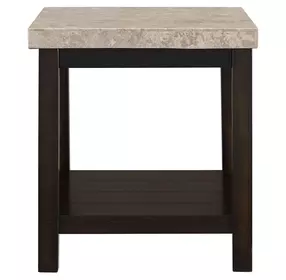 Caleb Espresso Rectangular Marble Top End Table