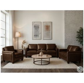Kathleen Caramel Brown Leather Living Room Set