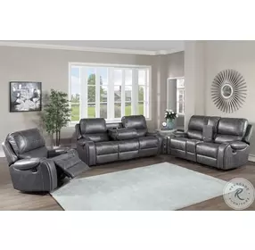 Keily Dove Gray Manual Reclining Living Room Set with Dropdown Table