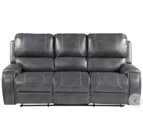Keily Dove Gray Manual Reclining Sofa with Dropdown Table