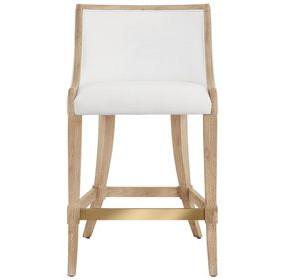 Keaton White and Brown Performance Fabric Counter Height Stool