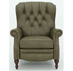 Kendall Oasis Olive Leather Push Thru The Arms Recliner