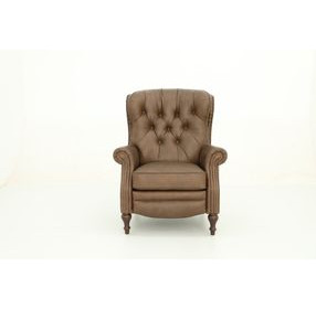 Kendall Oasis Walnut Leather Push Thru The Arms Recliner with Nailhead Trim