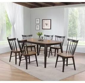 Kensington Black and Natural Rectangular Leg Dining Room Set