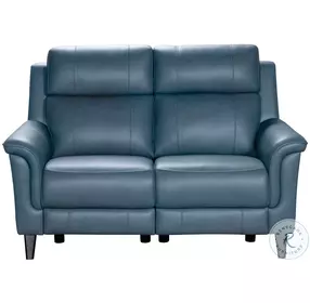 Kester Masen Bluegray Leather 63" Power Reclining Loveseat with Power Headrest and USB Charging