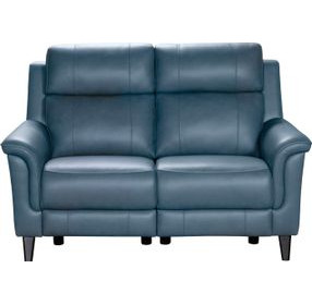 Kester Masen Bluegray Leather 63" Power Reclining Loveseat with Power Headrest and USB Charging