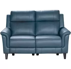 Kester Masen Bluegray Leather 63" Power Reclining Loveseat with Power Headrest and USB Charging